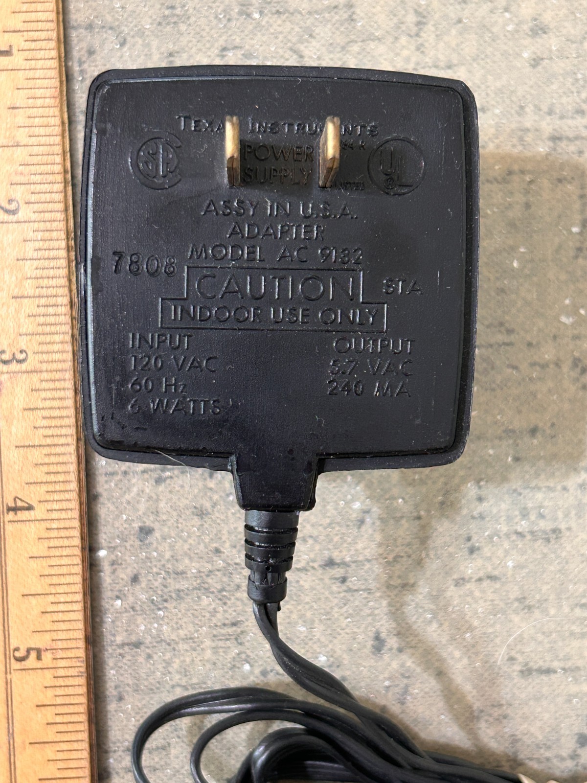 Vintage OEM Texas Instruments Power Supply Model AC 9132 Adapter Charger Plug