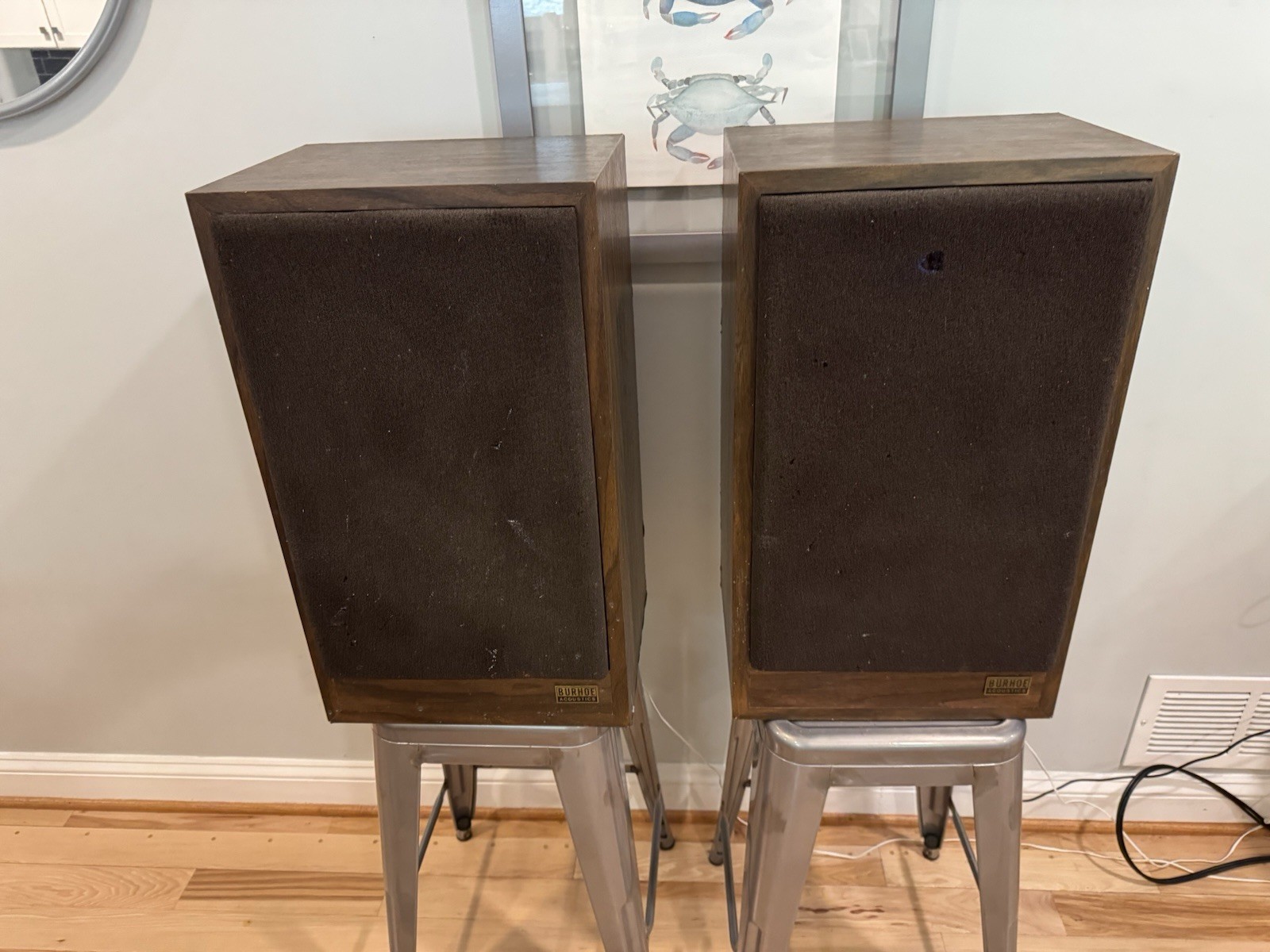 BURHOE ACOUSTICS LIGHT BLUE Vintage Speakers 10” Woofers 2-Way Foam Grills Works