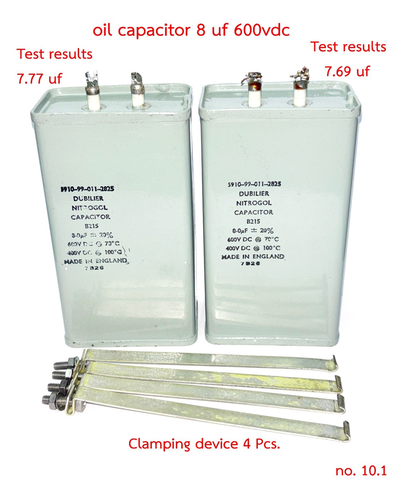PAIR CORNELL DUBILIER Oil Capacitor vintage 8 MFD 600 VDC And clamping devices