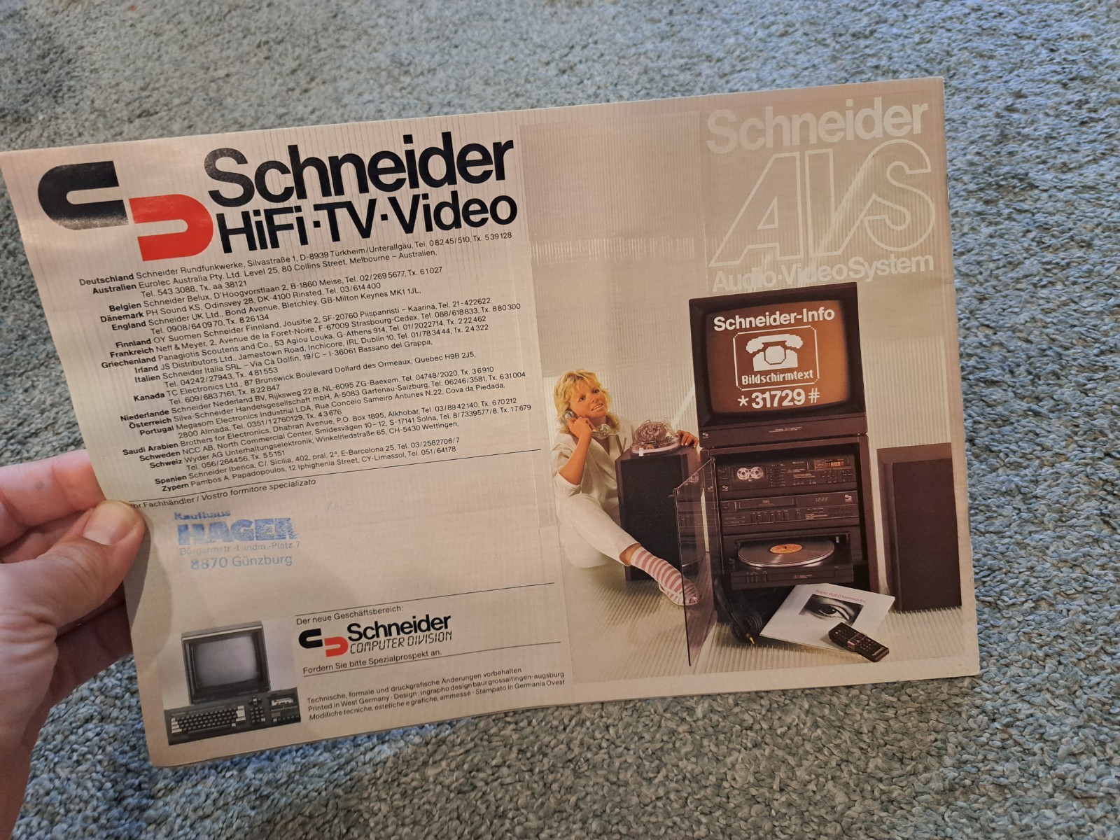 Vintage 1984/85 Schneider HiFi TV Video Electronics Catalog