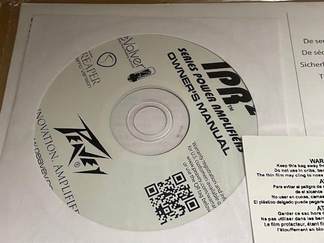 PEAVEY IPR2 Power Amplifiers – *Original Paperwork Owner’s Manual with CD Manual
