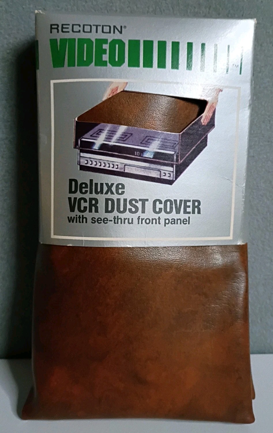 Vintage Recoton Video Deluxe VCR dust Cover w/ See-Thru Front Panel Brown