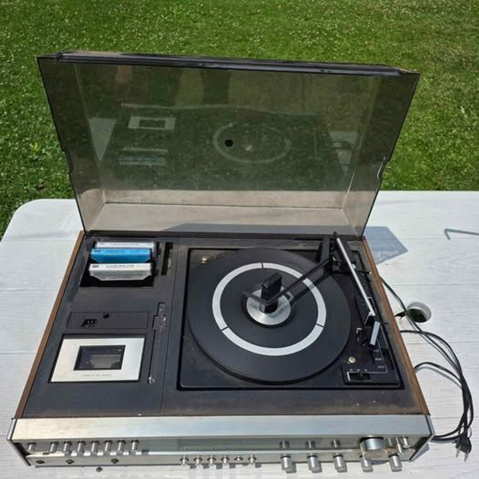 Vintage Sears Solid State AM FM Stereo Cassette Turntable Record Player Combo