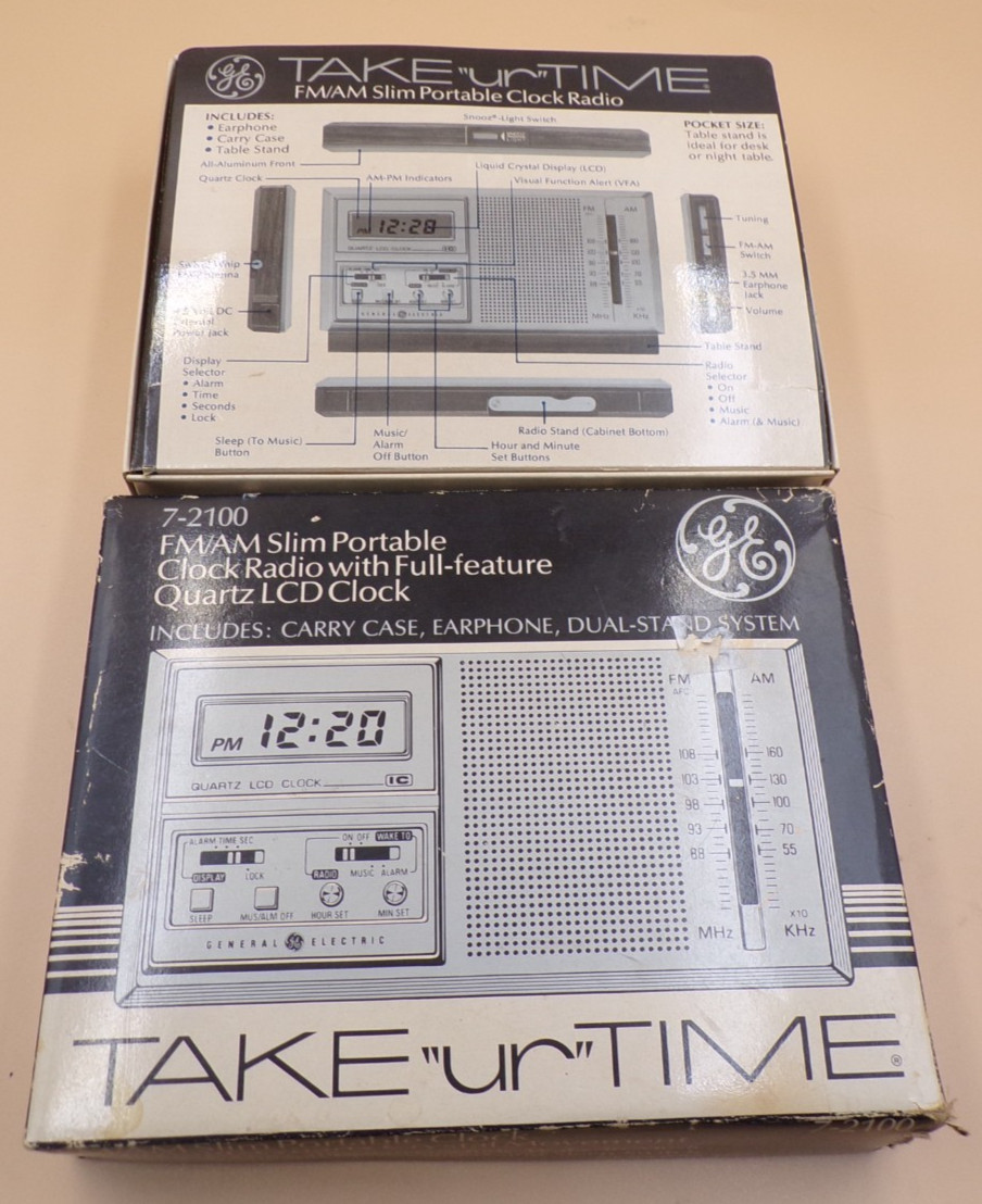Vintage General Electric GE 7-2100A Portable Clock AM FM Pocket Radio Hong Kong