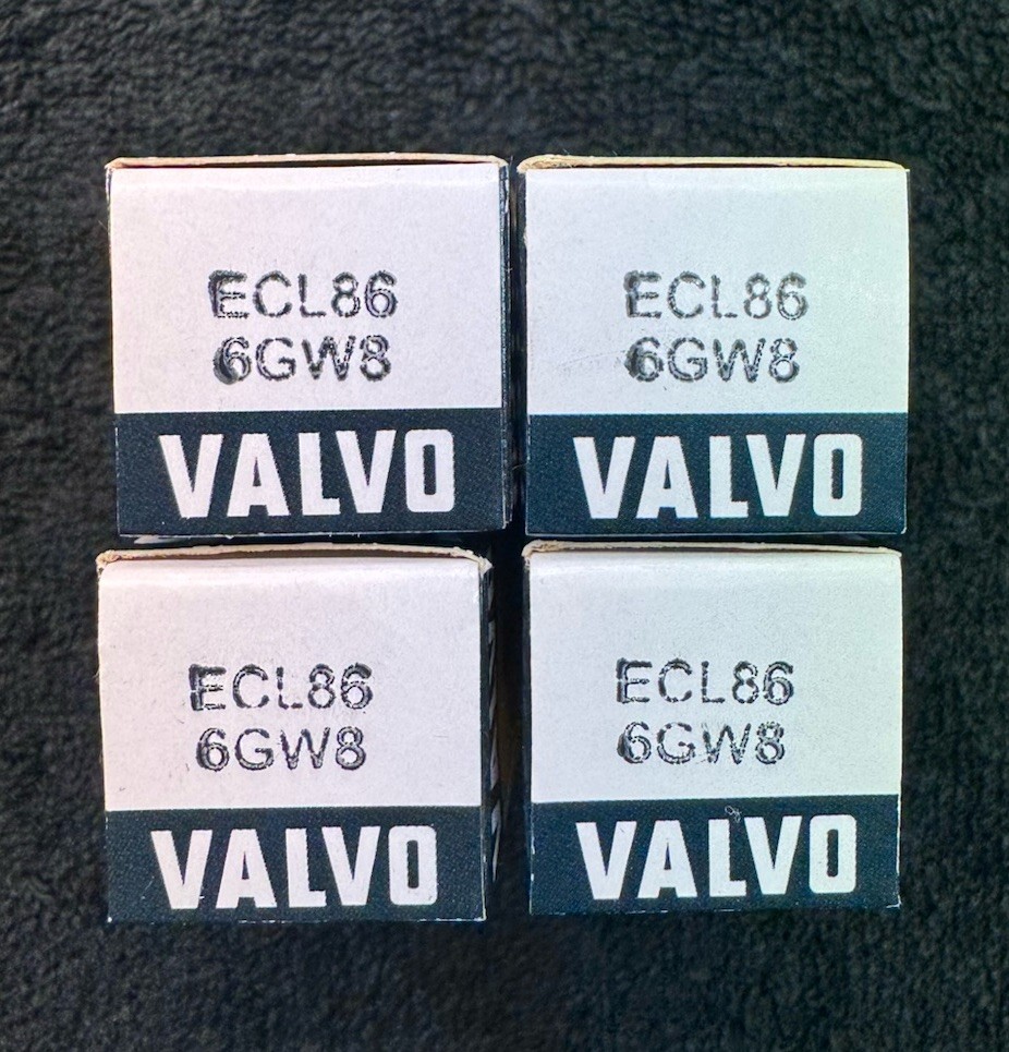 NOS Matched Quad Valvo 6GW8 ECL86 Tubes Germany 1969