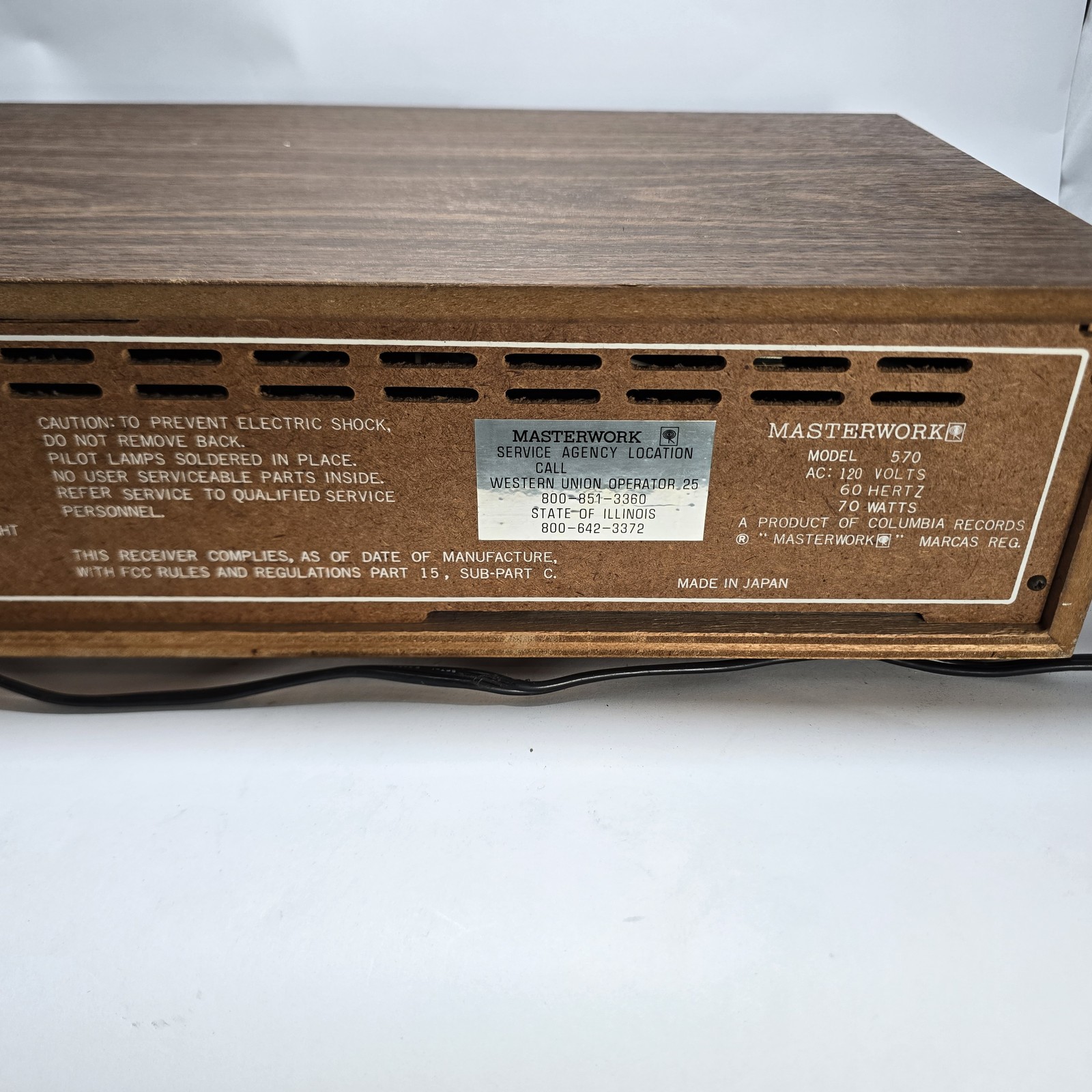 Masterwork 570 AM/FM Stereo 8 Track Recorder Player Vintage Woodgrain