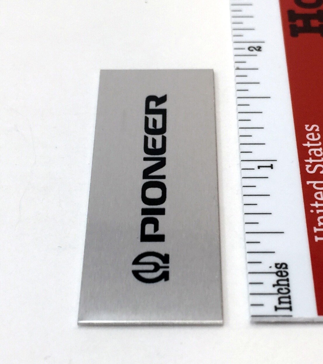 Pioneer Turntable Badge Logo For Dust Cover Metal Custom Made Silver w/Black Ink