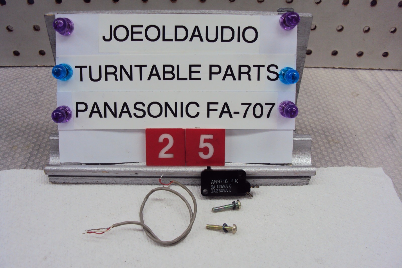Panasonic FA-707 Turntable Hum Eliminator Switch, Screws, Wiring Harness Tested
