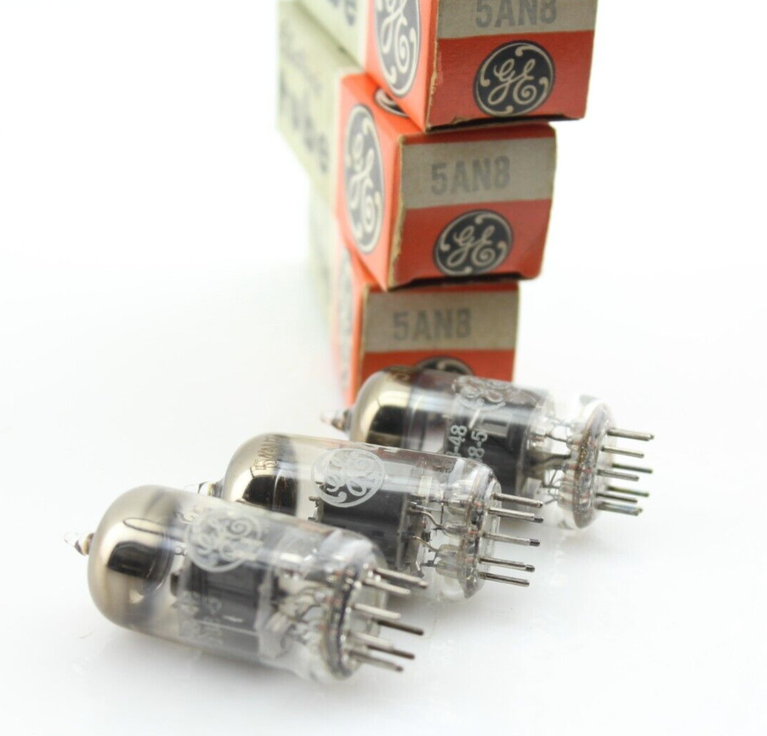 New NOS Tubes Qty 3 GE 5AN8 Matched Tri & 1958 Date Codes O Getter Made in USA