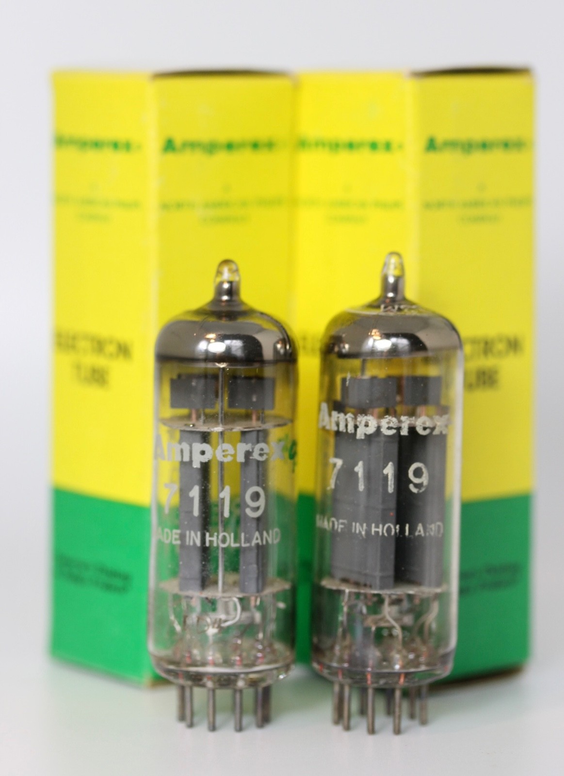 E182CC 7119 NOS PHILIPS AMPEREX HOLLAND MIRROR-MATCHED-PAIR TUBES MUSEUM TESTED!