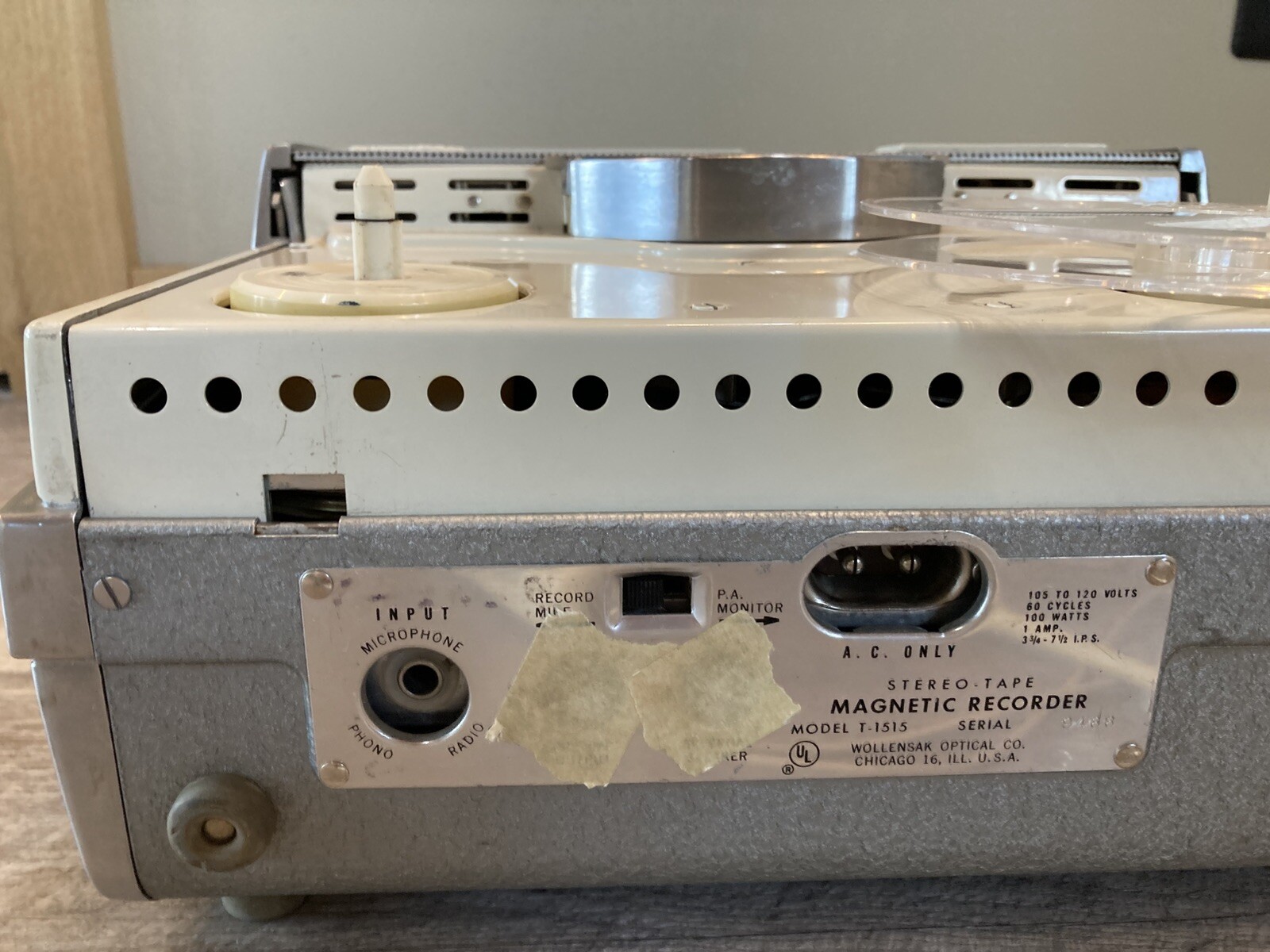 Vintage Wollensak T-1500 Reel to Reel Tape Recorder and audiotex head-demag