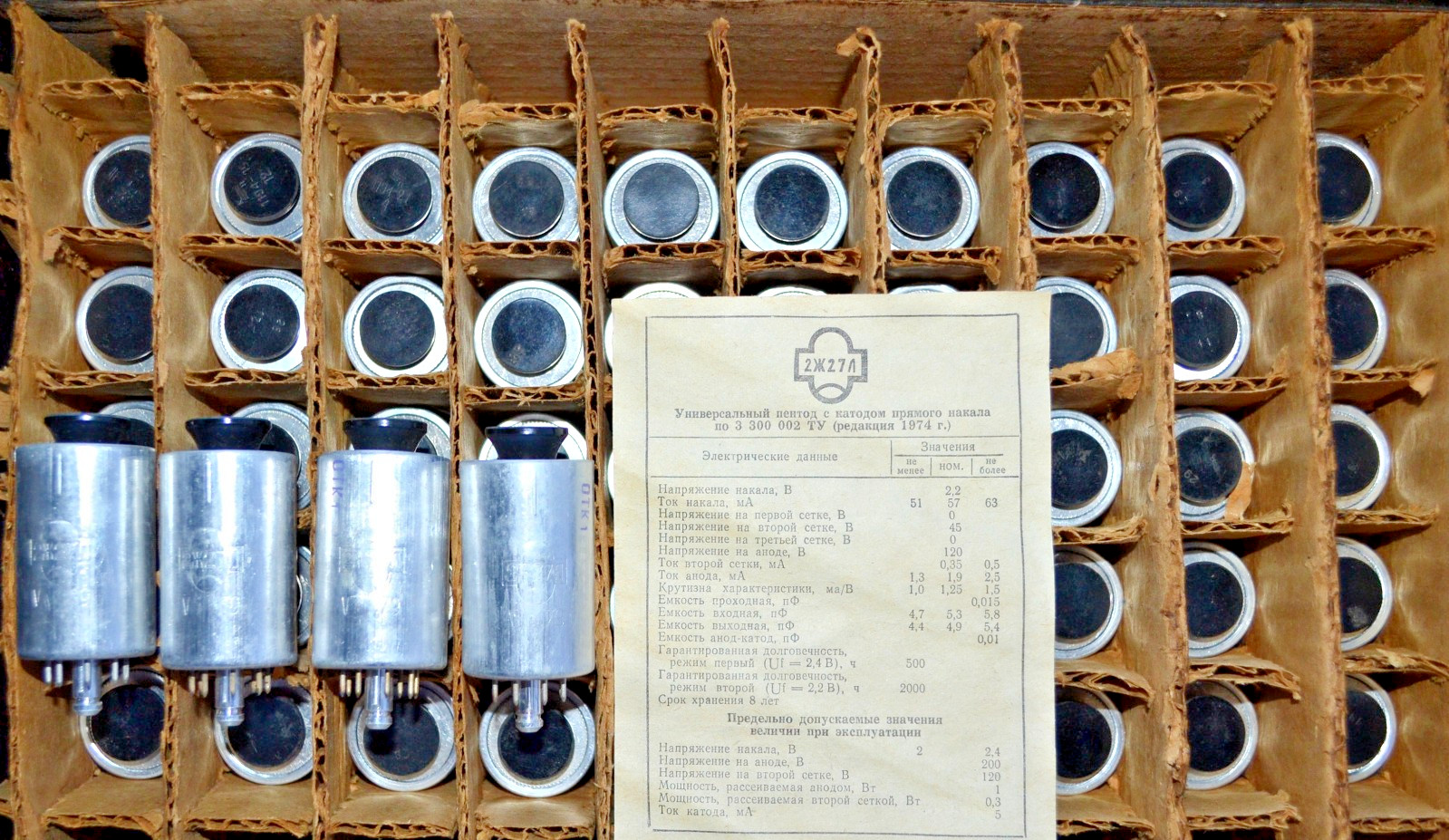2pcs 2J27L = RV2, 4P700 HF Pentode Tube REFLECTOR Soviet 1960-80’s NEW in BOX