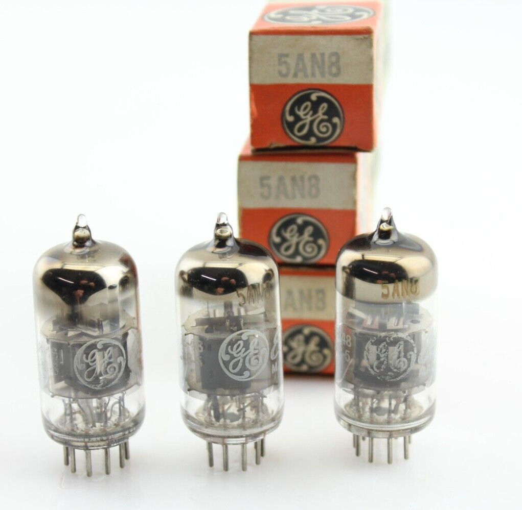 New NOS Tubes Qty 3 GE 5AN8 Matched Tri & 1958 Date Codes O Getter Made in USA
