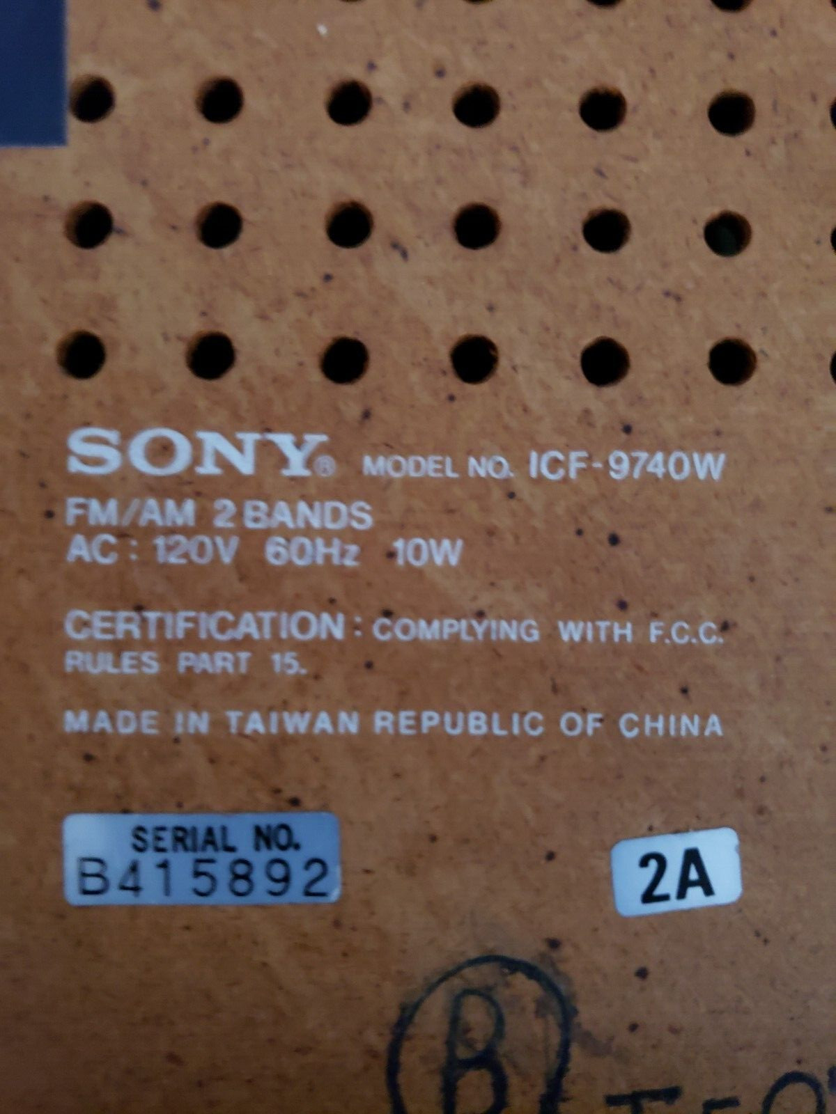 VTG Sony AM/FM Tabletop Radio 2 Bands Woodgrain ICF-9740W- Working