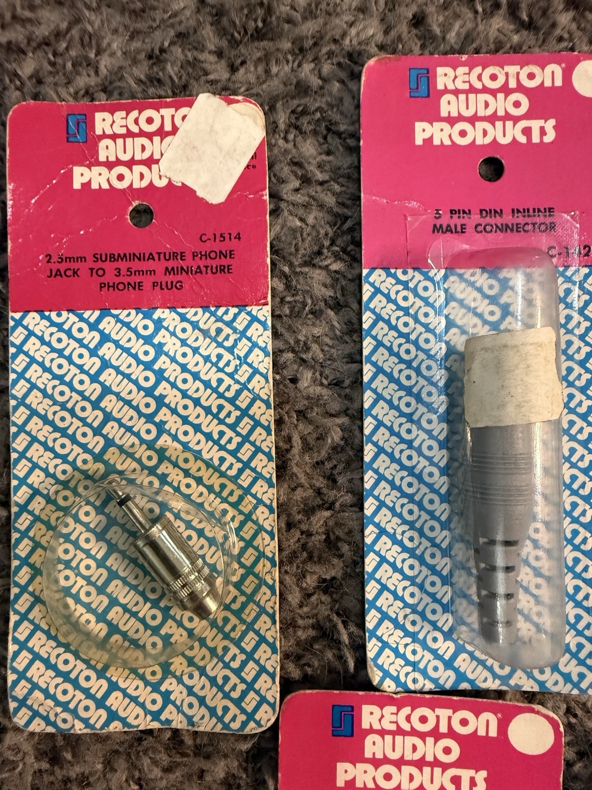 Vintage Recoton Audio Adapters Lot 5 NOS 5-Pin DIN & Phone Plugs C-1424 C-1508