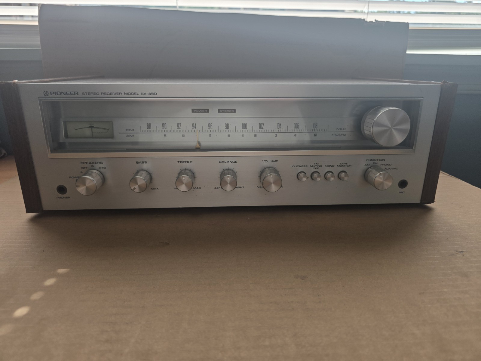 Vtg Pioneer Stereo Receiver Model SX-450 Tested & Works Great – Nice Cond