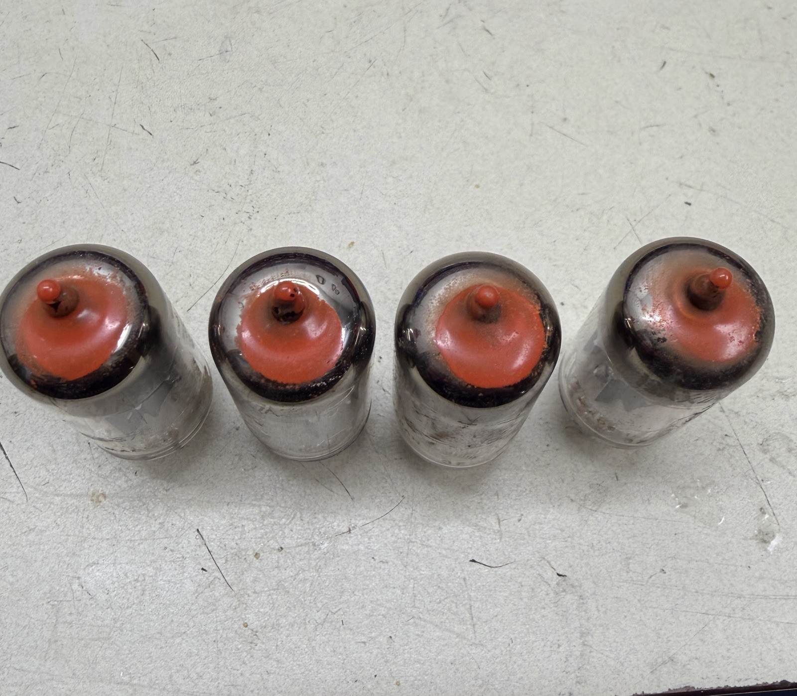 *PREMIUM* Matched Quad (RED TIP) 1963 Raytheon 12AX7A Tubes Amplitrex Tested