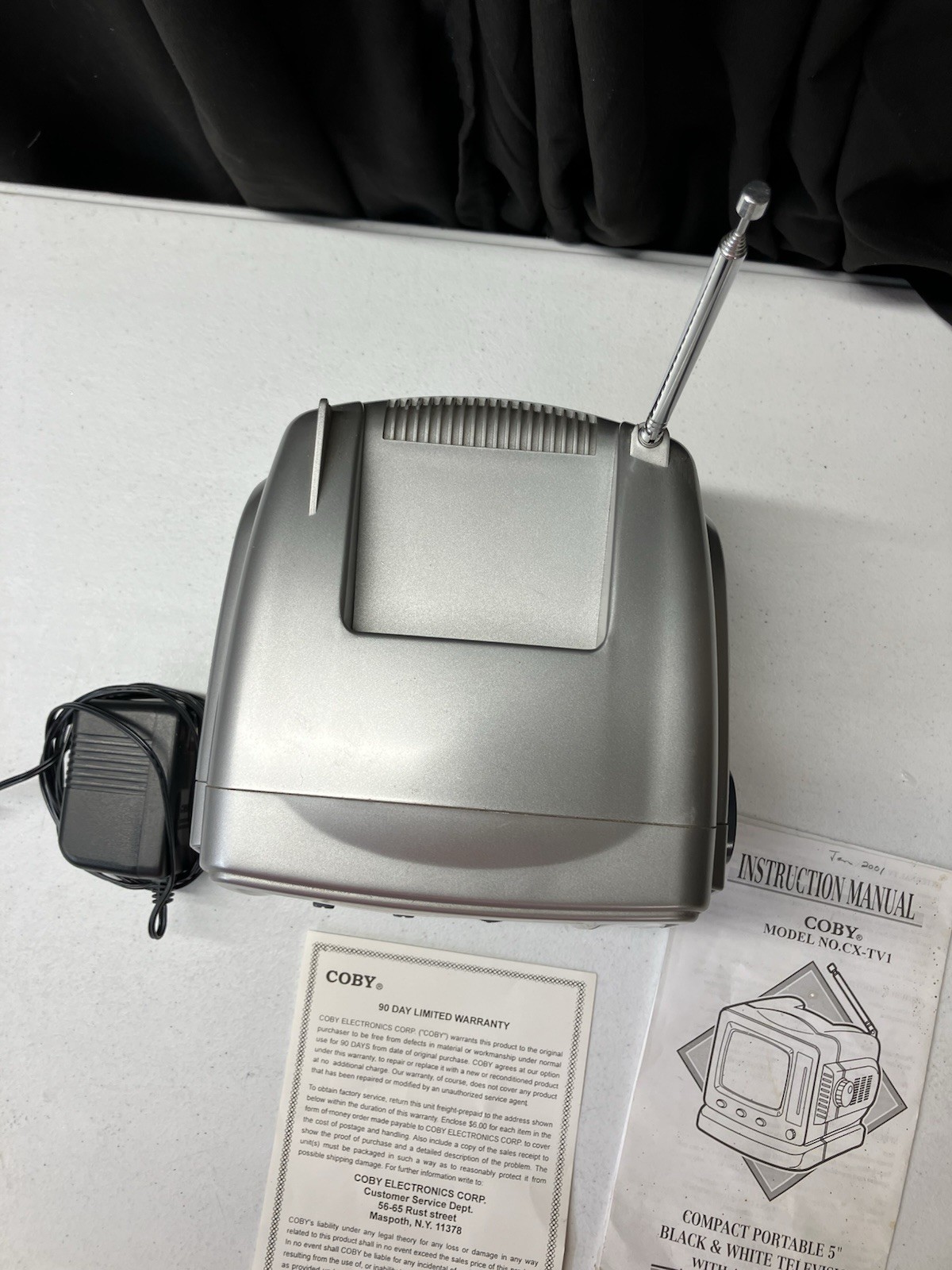 Coby CX-TV1 5” Portable B&W CRT TV AM FM Radio Tested *Read*