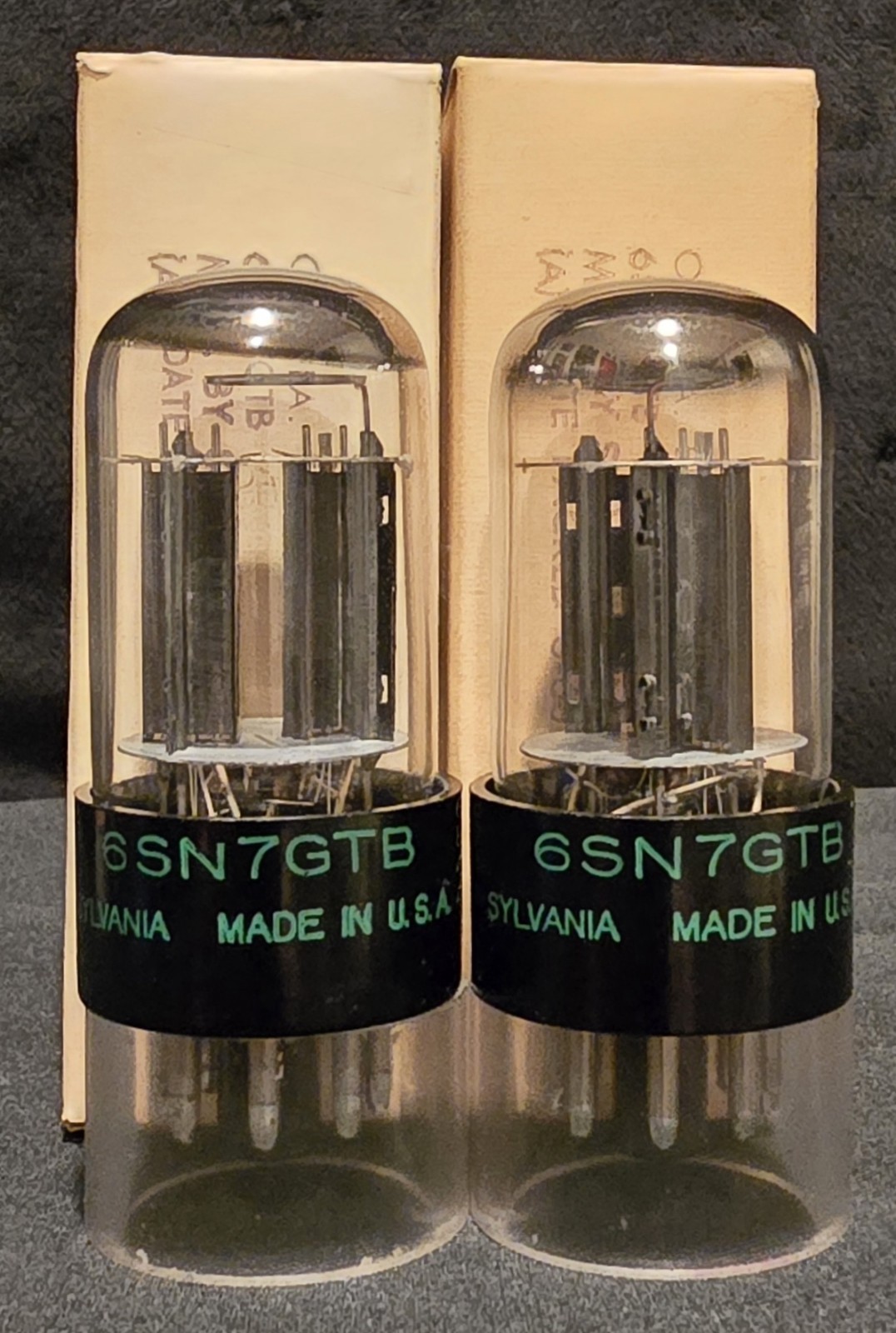 SYLVANIA 6SN7 GTB TUBE 1968 CHROME TOP HALO BLACK V PLATES MATCHED SET