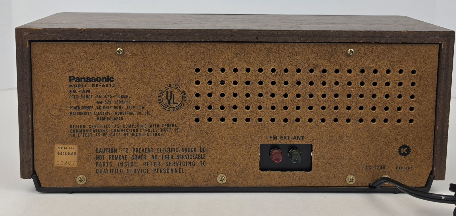Vintage Panasonic Model RE-6513 AM/FM Table Shelf Radio Woodgrain Tested Working