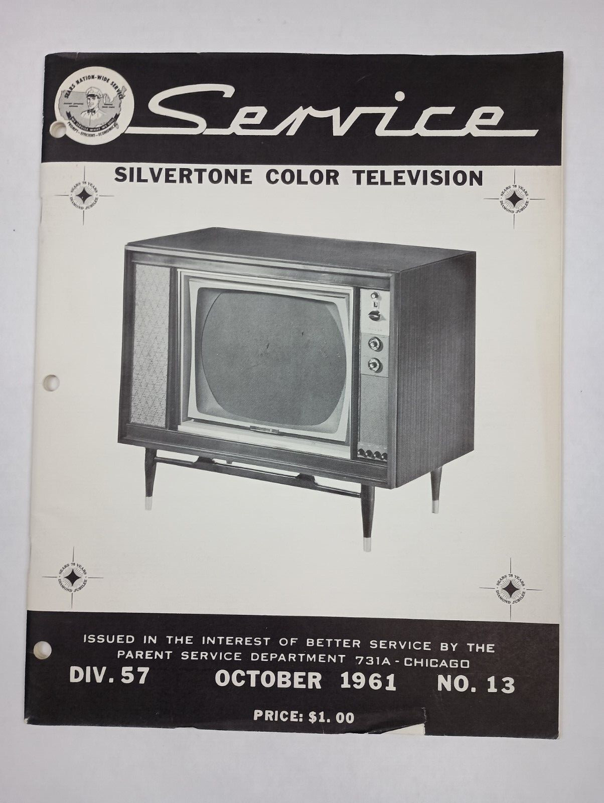 Sears Silvertone Color Television Service Manual 2180 2181 2184 2185 2186 2187