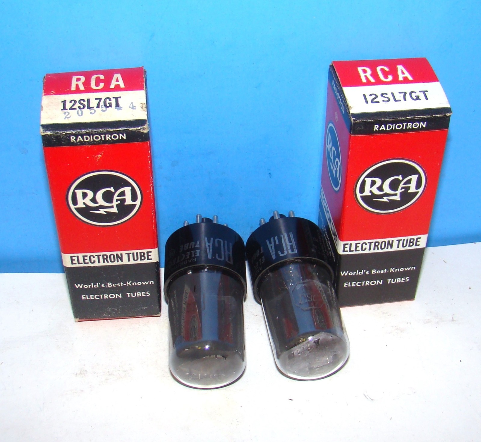 12SL7GT NOS RCA 1950 radio audio amplifier vacuum tubes 2 valves tested VT-289