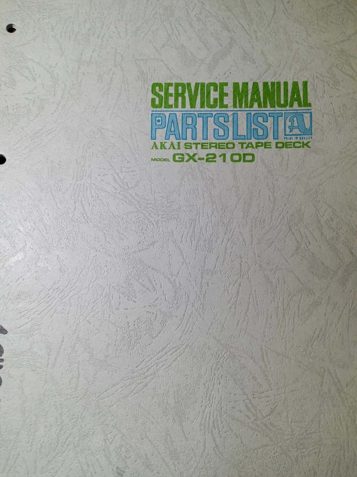 AKAI GX-210D Service Manual Parts List Stereo Tape Recorder Original