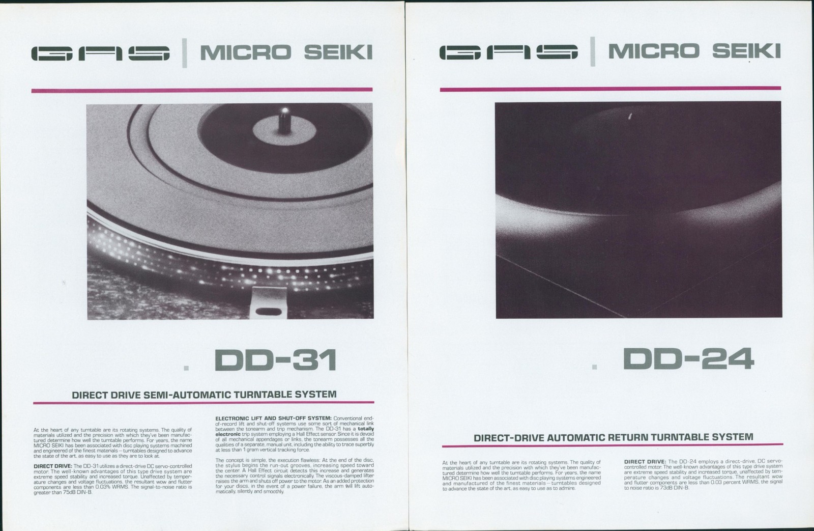 1978 Micro Seiki MB-14 DD-31 DD-24 Turntable Dealer Brochure Lot 3 Audio Stereo