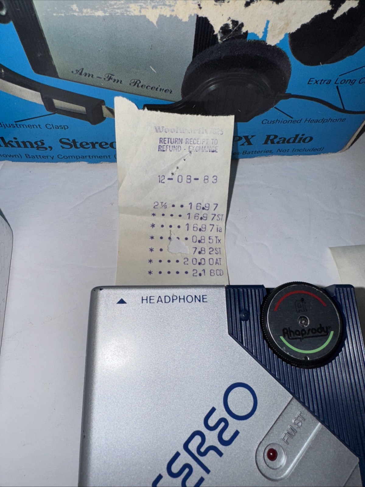 Vintage AI Rhapsody Walking Stereo AM/FM MPX Radio Tested Walkman Purchased 1983