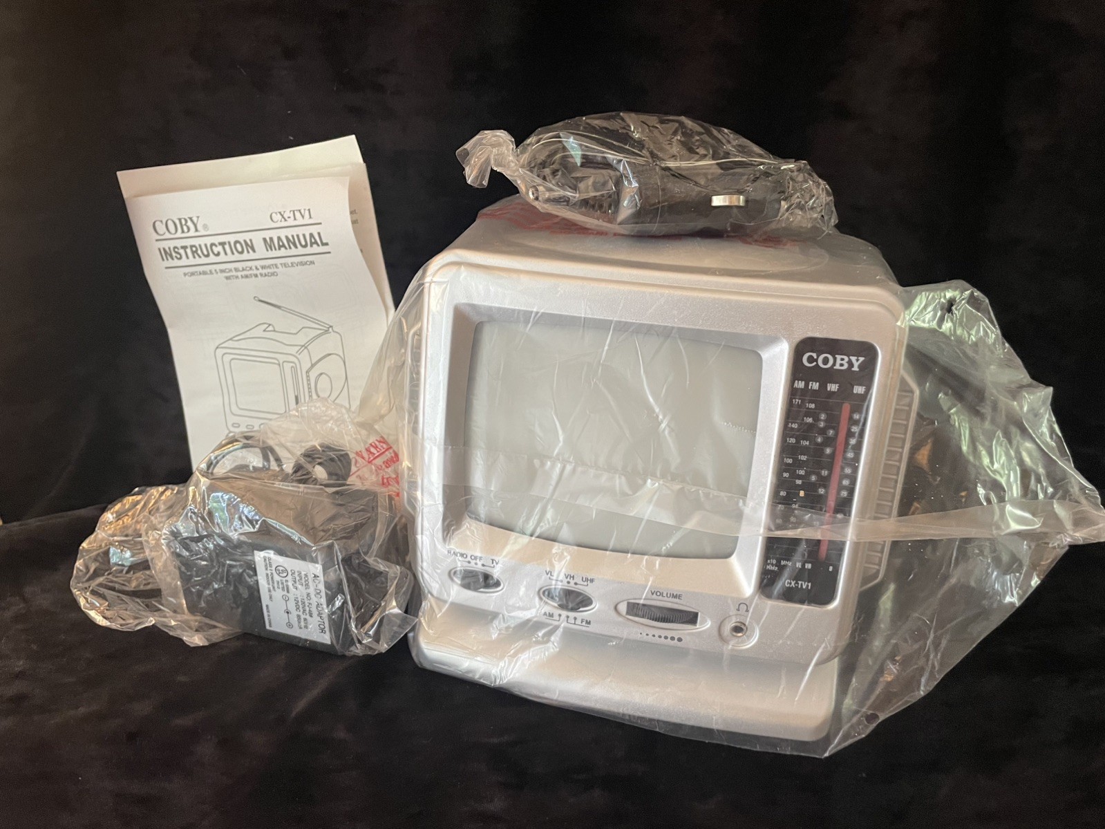 New Coby CX-TV1 5” Portable B&W CRT TV AM FM Radio