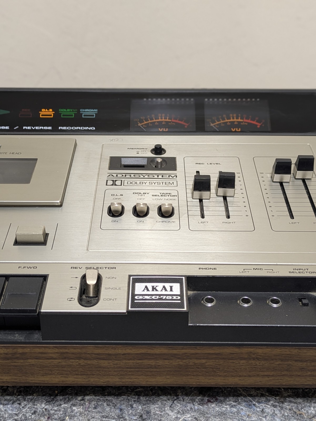Vintage 70s AKAI GXC-75D Auto Reverse Audio Cassette Tape Player Recorder TESTED