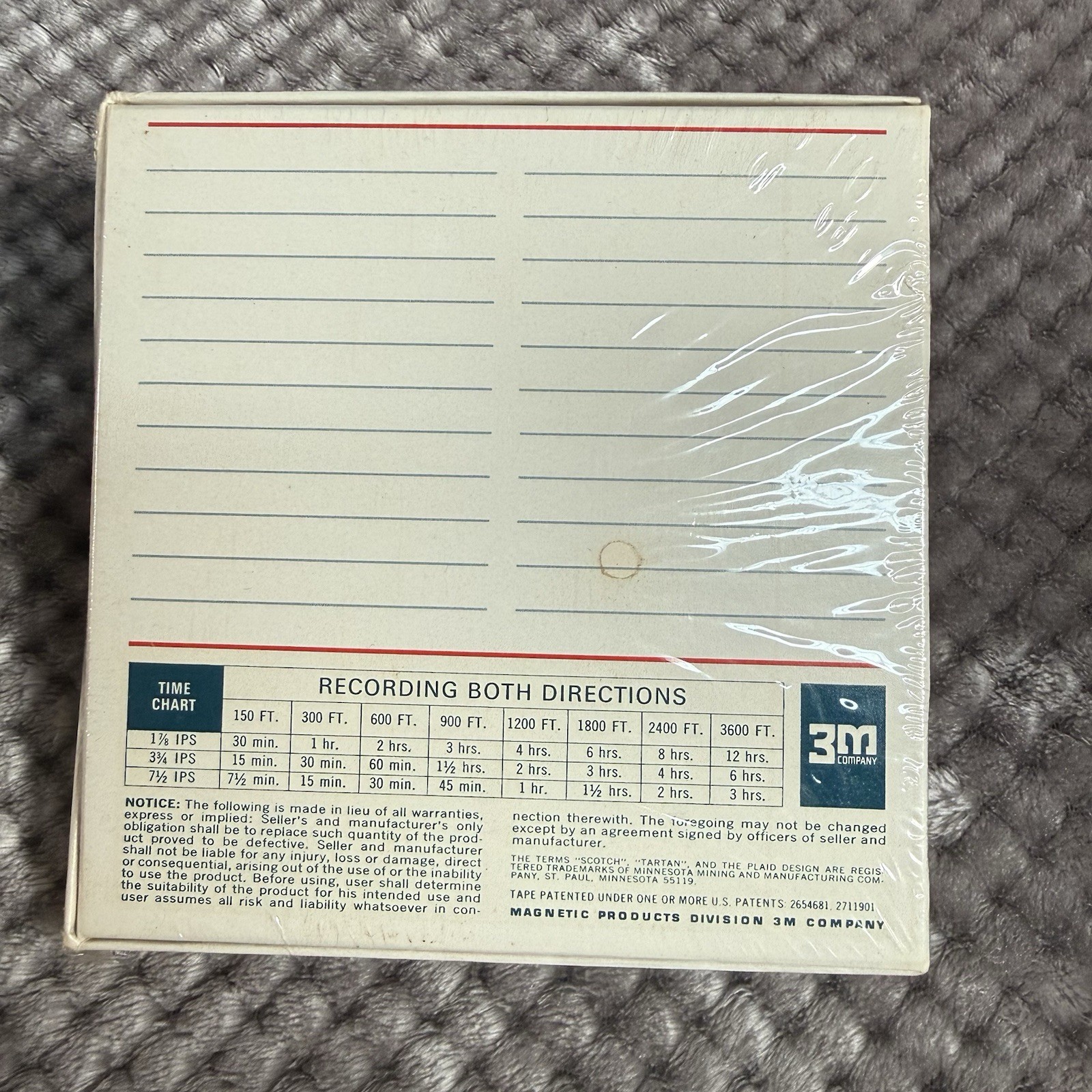 Sealed Vintage Recording Tape Scotch Magnetic 111 3M 5″Reel 1/4″ x 1200 feet