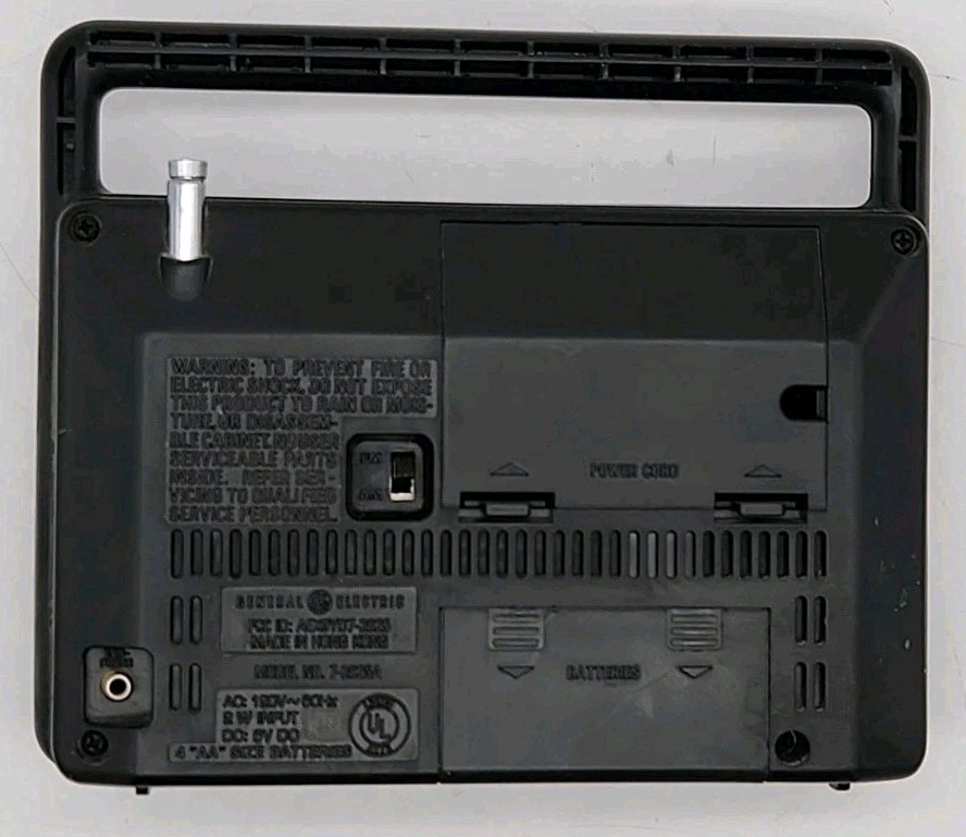 Portable Radio AM FM General Electric Solid State Two-Way Power 7-2825A Tested