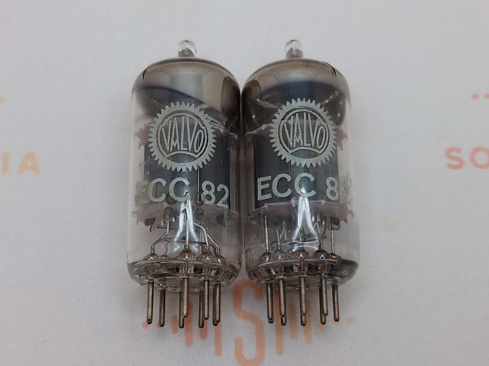 Valvo ECC82 Short Plates 30-deg Angled Getter Matched Pair – Hamburg 1961 Gf0