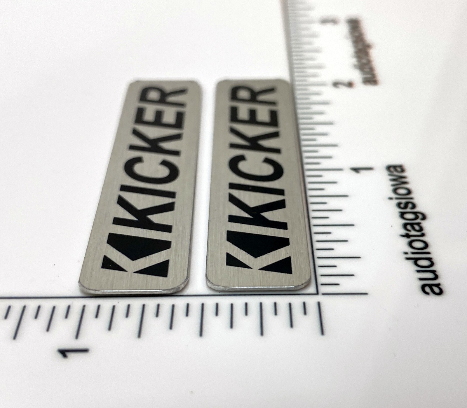 Kicker Speaker Badge 2″ Silver Pair Logo Emblem Custom Made Aluminum