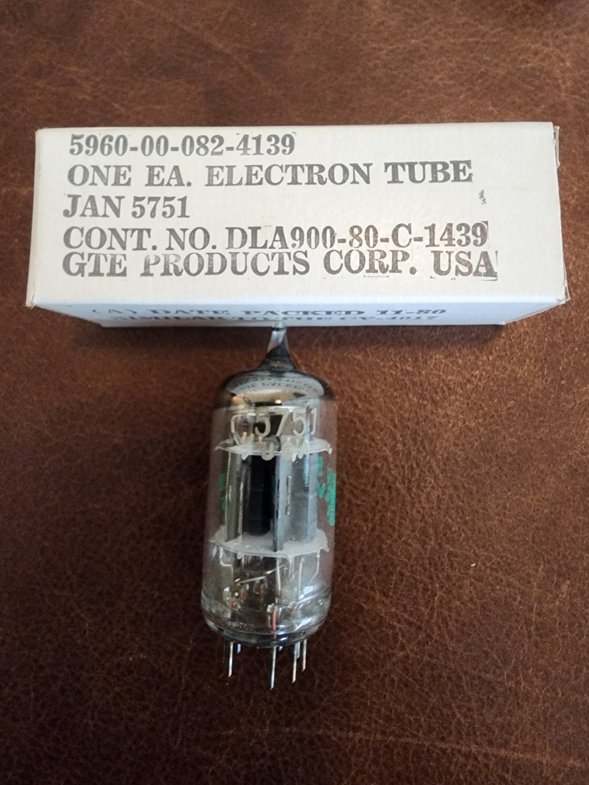 GTE Sylvania – JAN 5751 NOS Tubes Pair (2) Original Box Date Code 11-80 Untested