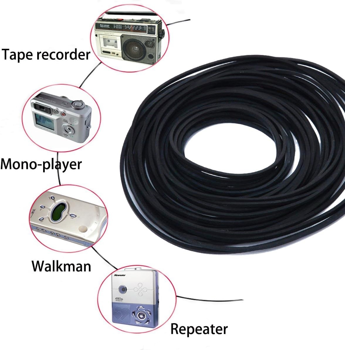 50Pcs Recorder Rubber Belts, Cassette Recorder Repair Rubber Belts 40-135 MM …