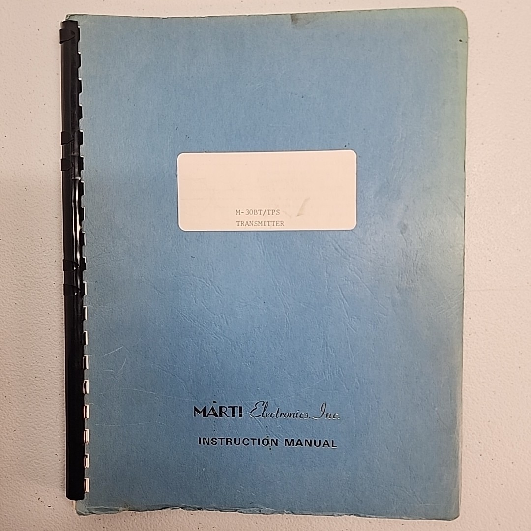 Marti Electronics M-30BT/ TPS Transmitter Instruction Manual