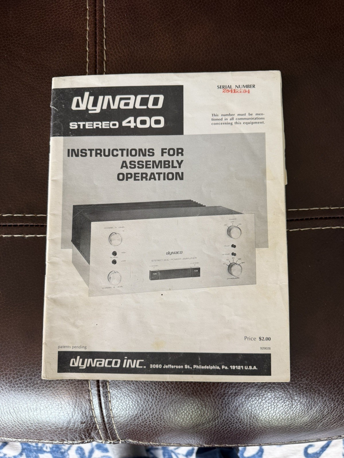Dynaco Stereo 400 Power Amplifier Vintage 70s Solid State Works Great w/ Manual