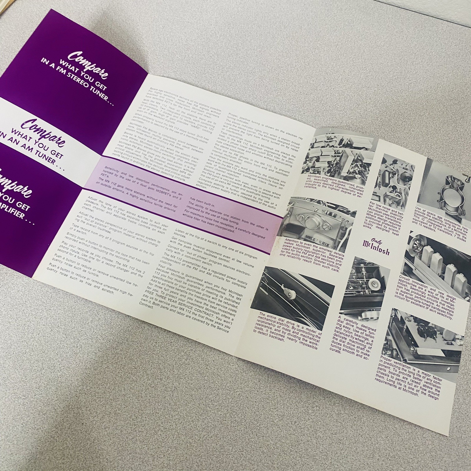 McIntosh MX112 Control Center Sales Brochure Pamphlet 038-309 Vtg W/ Specs