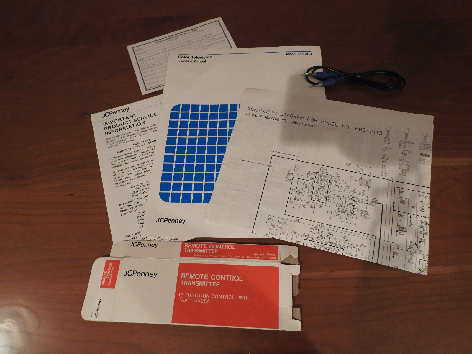 Vintage J.C.Penney Color Television 685-2113 Owner’s Manual, Schematic Diagram++