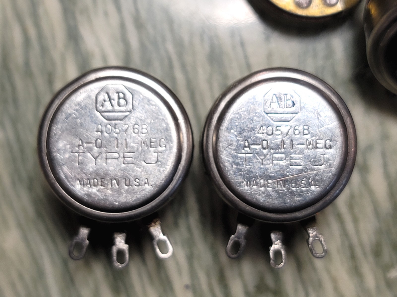 (AB)Allen Bradley 110K ohm Log/Audio Taper potentiometer ampex parts…!!! 1pair