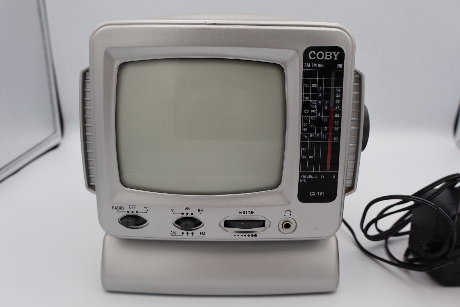 Coby CX TV1 5 Inch Portable Black White TV AM FM Radio Tested Works