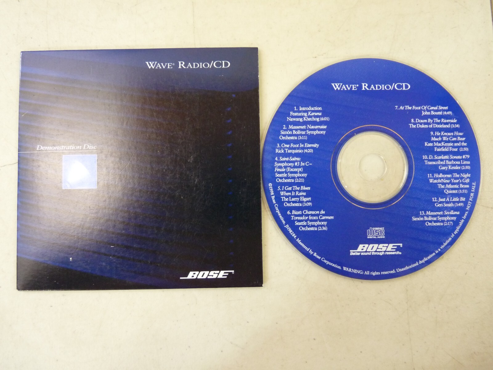 Bose Wave Radio CD Owners Demonstration Disc w/Protective Sleeve
