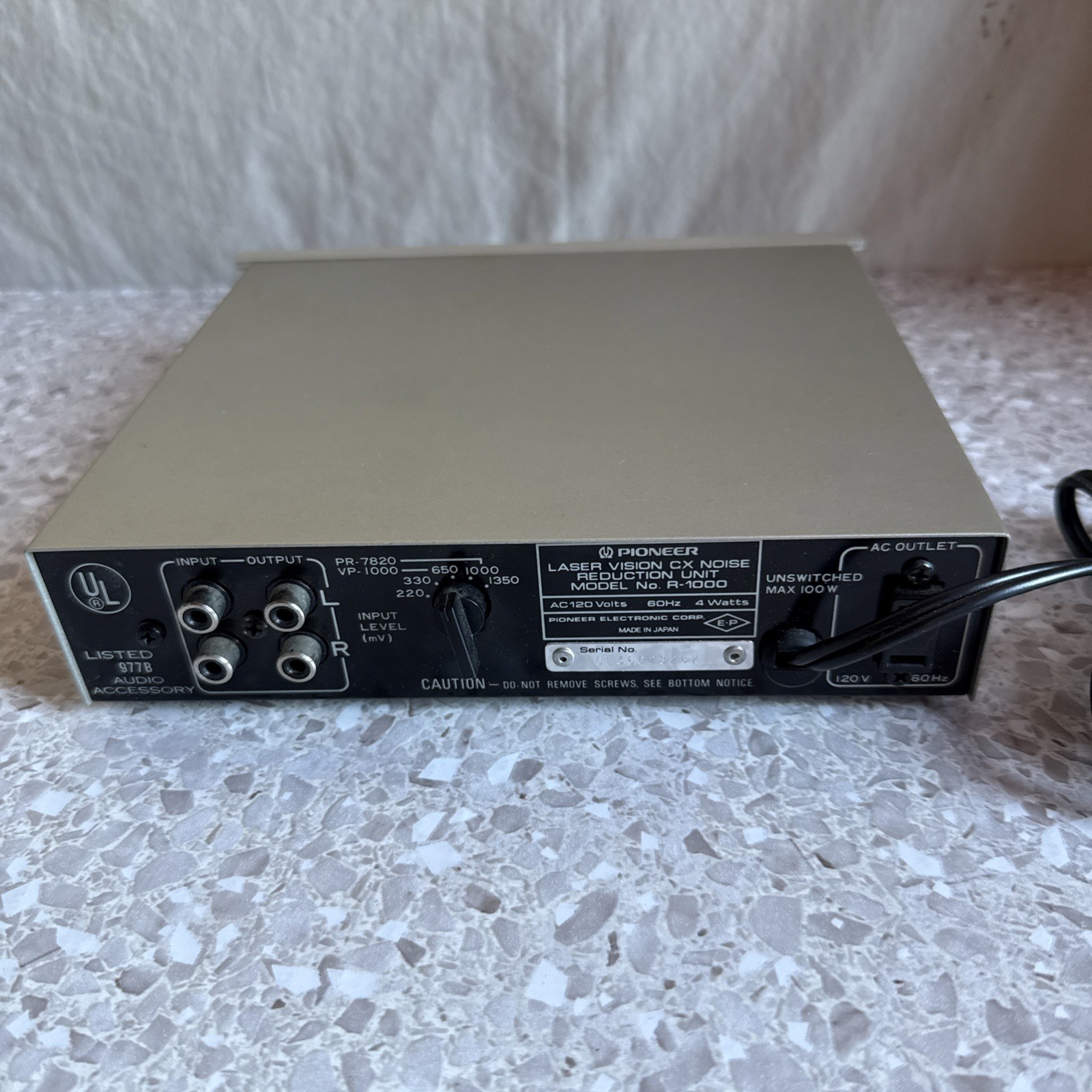 Pioneer R-1000 Laser Vision CX Noise Reduction Unit Power Tested