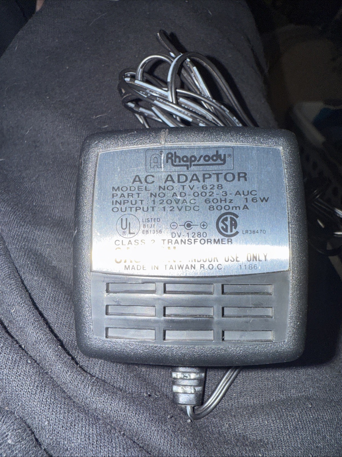 OEM Rhapsody AC Adapter Only (For Personal Portable 4.5″ Black/White TV-628) VTG