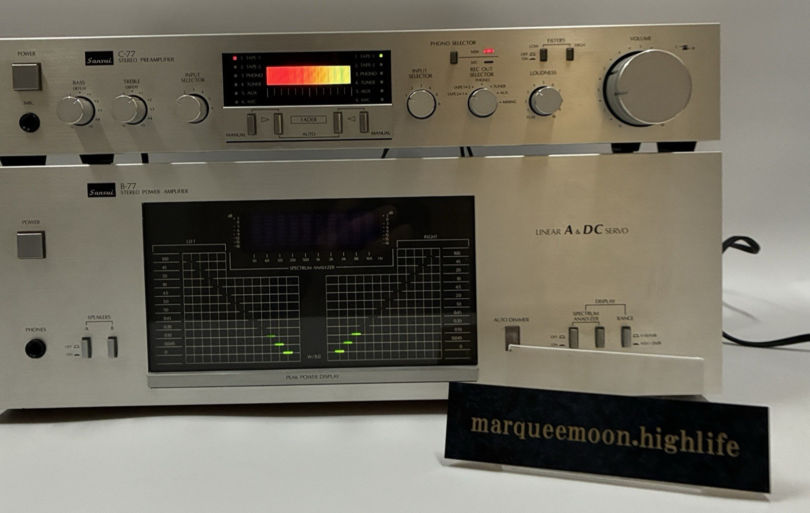 SANSUI C-77 Preamplifier B-77 Power Amplifier Set Vintage Rare Working
