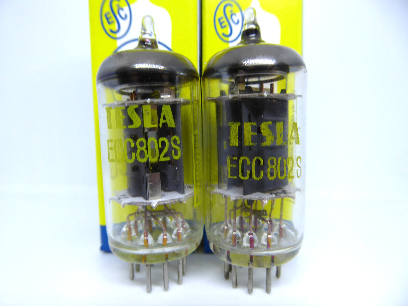 2x (PAIR!) TESLA ECC802S Prototype (12AU7WA E82CC B329) lk. Telefunken 100%, NOS