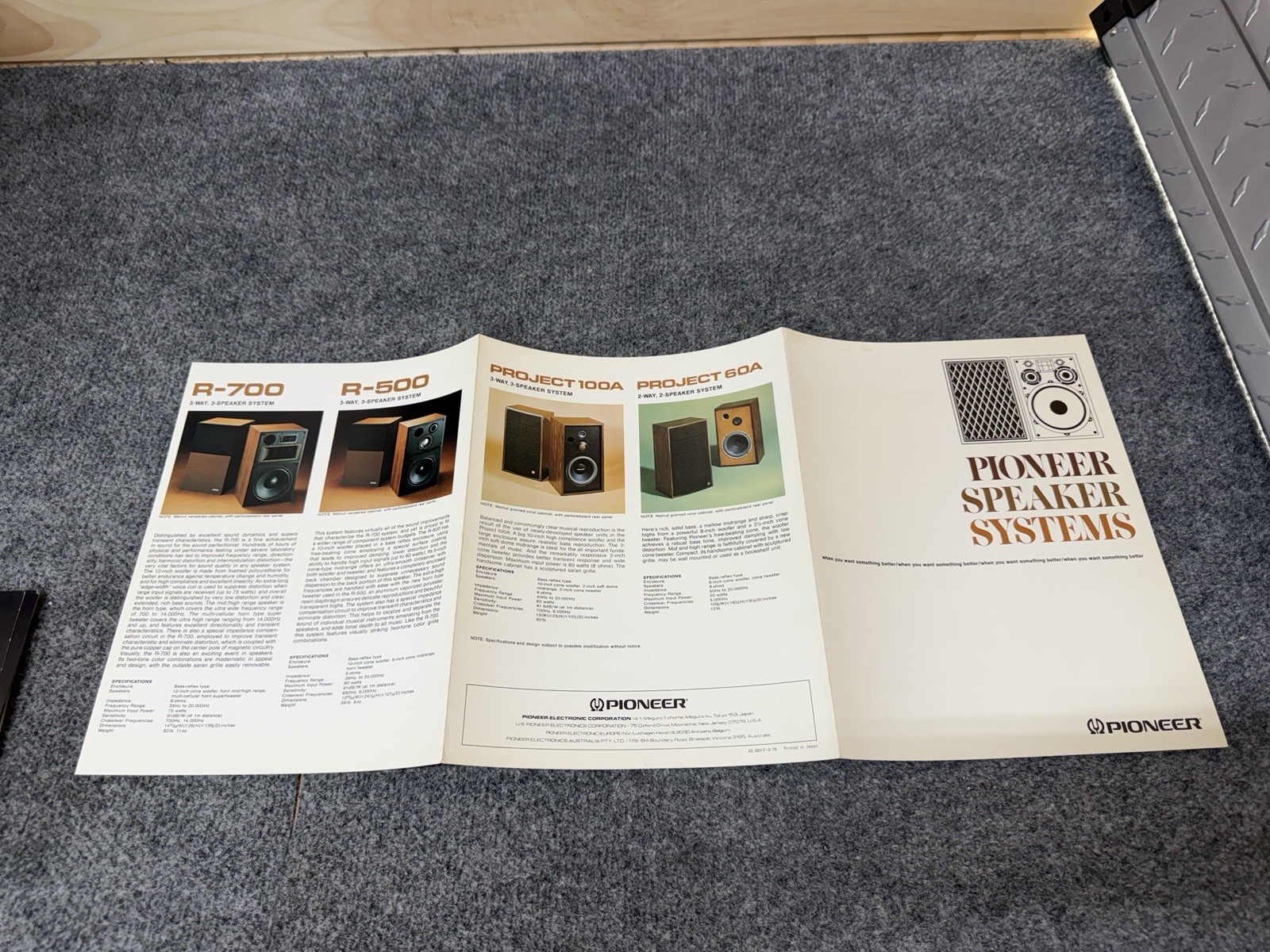 ⭐️Original Pioneer Speaker Dealer Brochure CS-63DX CS-99a CS-700g CS-500g & MORE