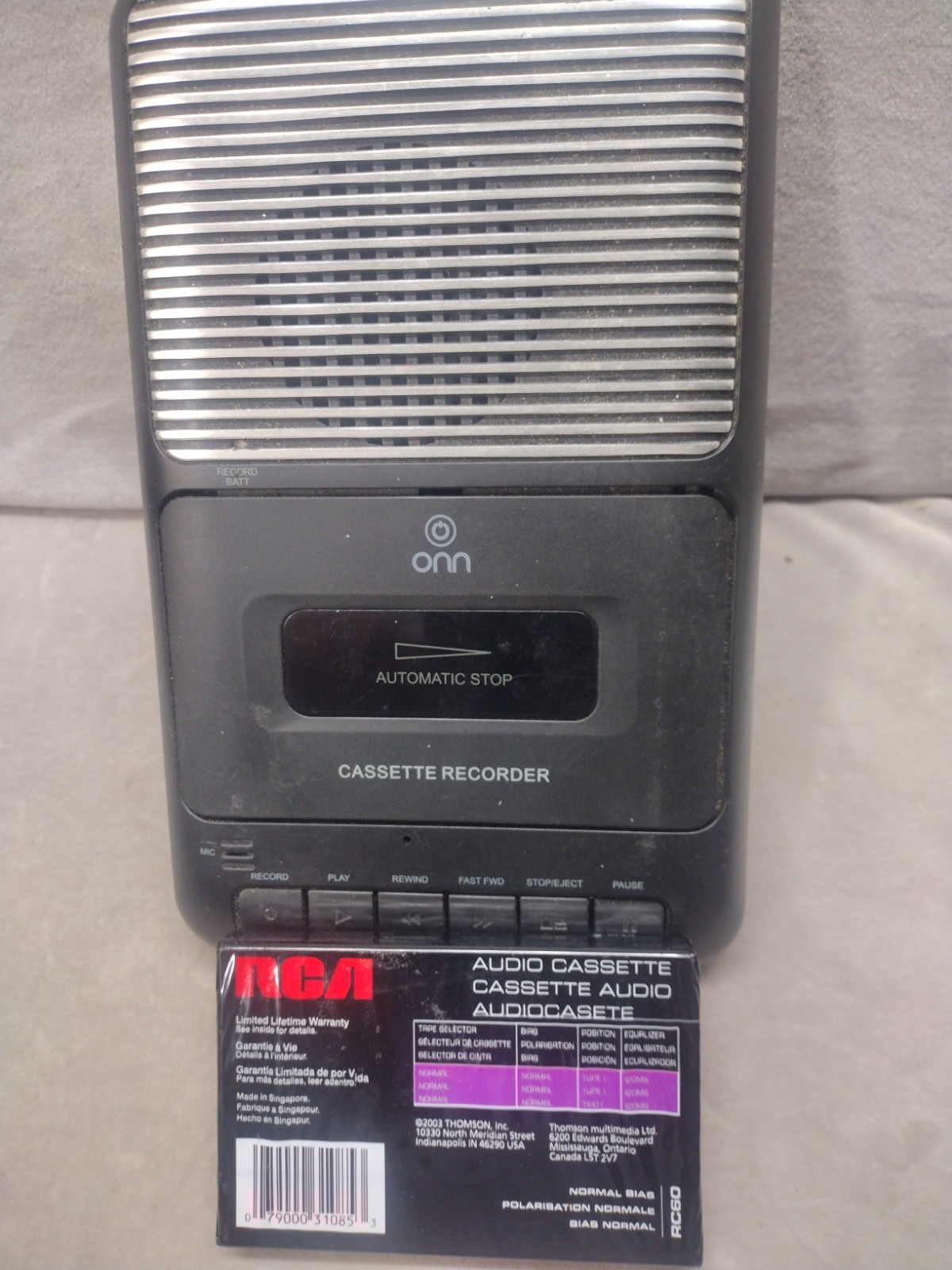 Onn Cassette Tape Recorder Model ONA 13AV504 Tested And Works Fine!!